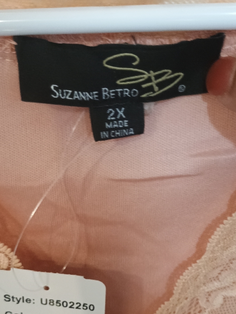 Suzanne Betro Soft Peach Lace-Trim Top - Picture 2 of 7